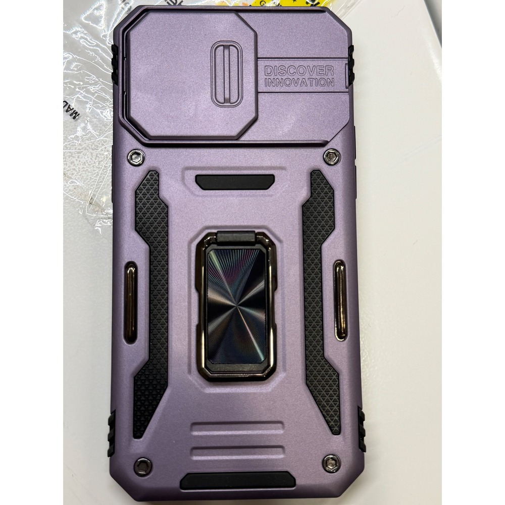 iPhone 14 Pro‎ Max Armor Case Purple Rugged Cover w/ Slide Camera Lens Protector
